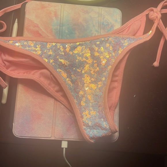 DOLL Swimwear Cotton Candy Sequin Scrunch Side Tie Bikini - Picture 3 of 6